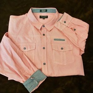 Red and white button-down